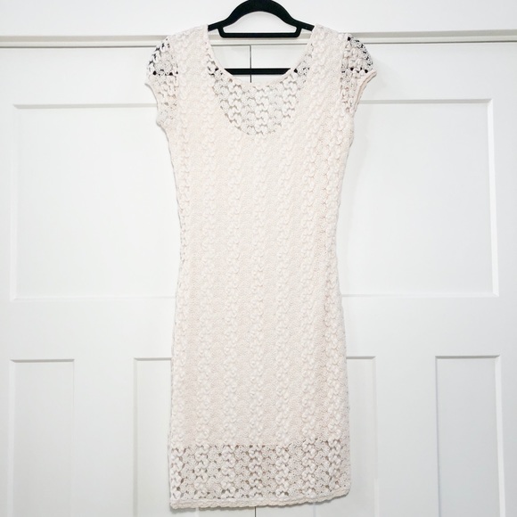 Free People Dresses & Skirts - Free People Crochet Cream Mini Dress Size Small